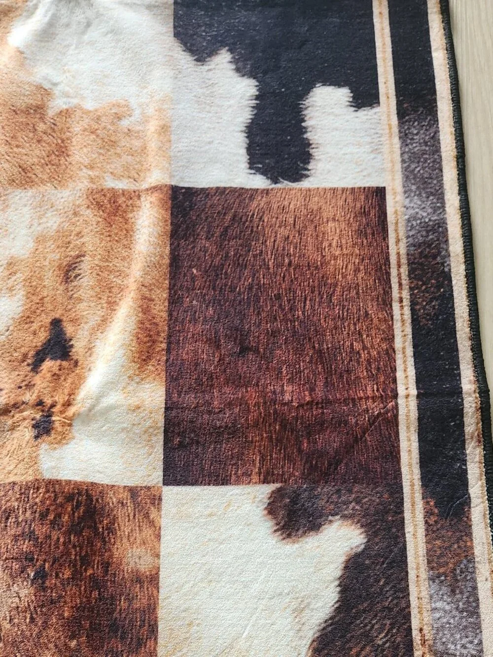 New: Rustic Cowhide Print Runner 2'x6' - Machine Washable